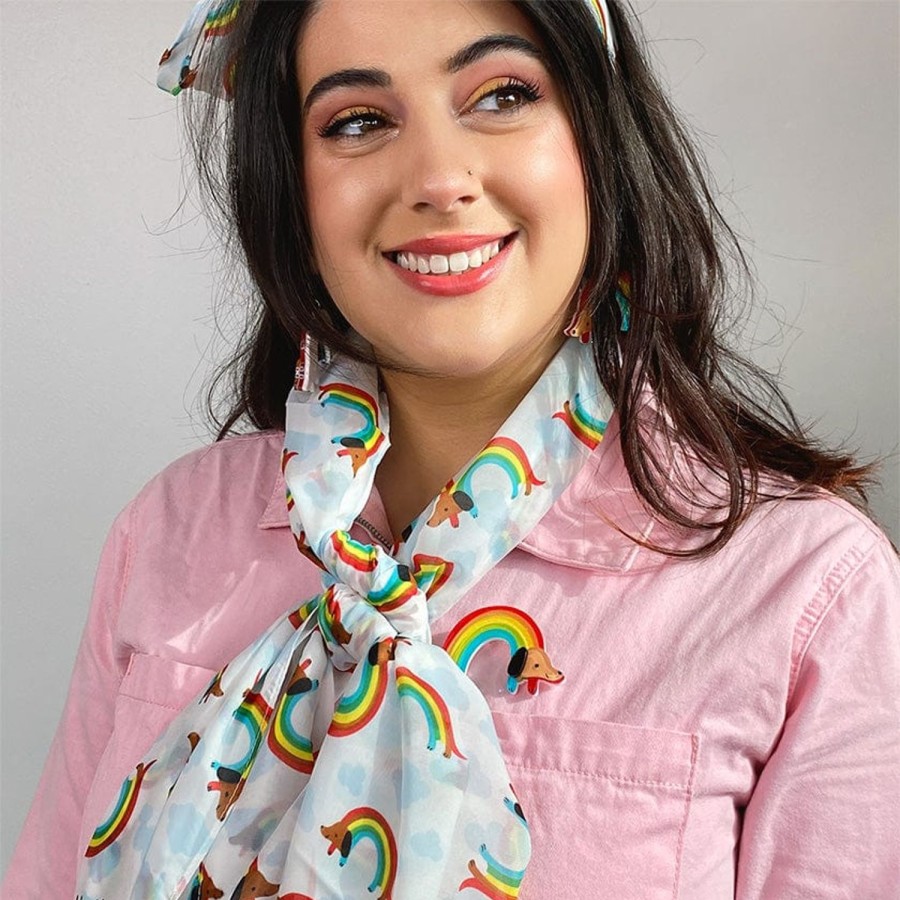 Erstwilder Scarves | Rainbow Ruff Neck Scarf White