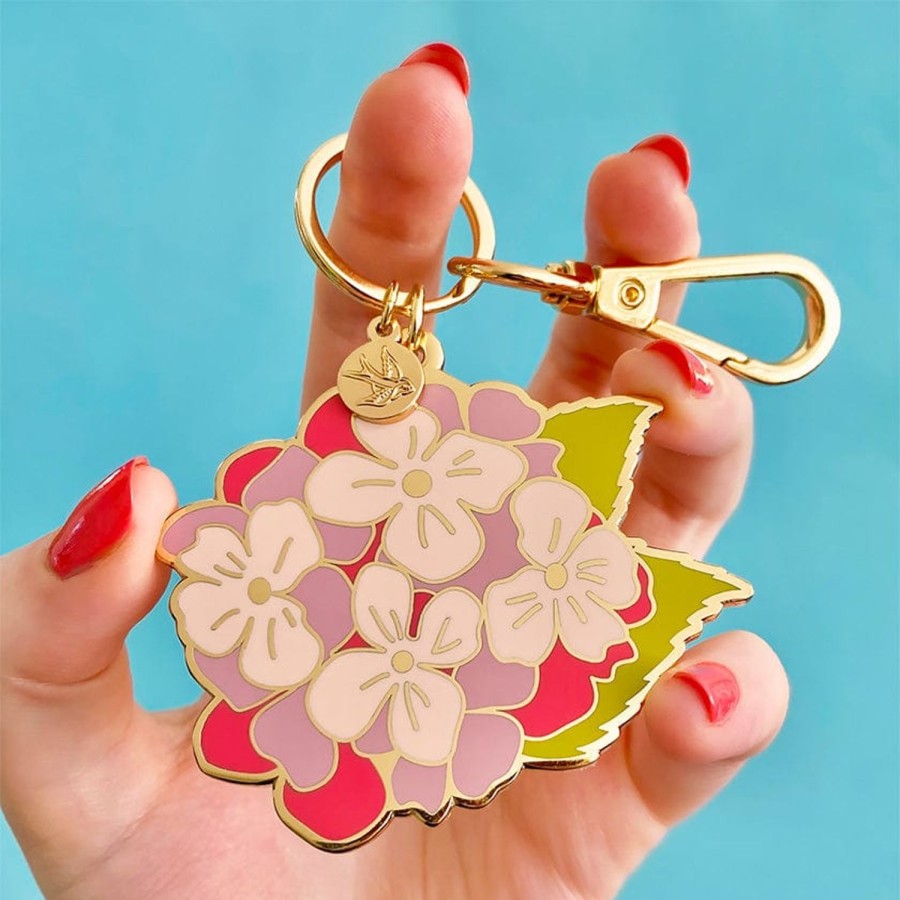 Erstwilder Enamel Key Rings | Heartfelt Hydrangea Key Ring