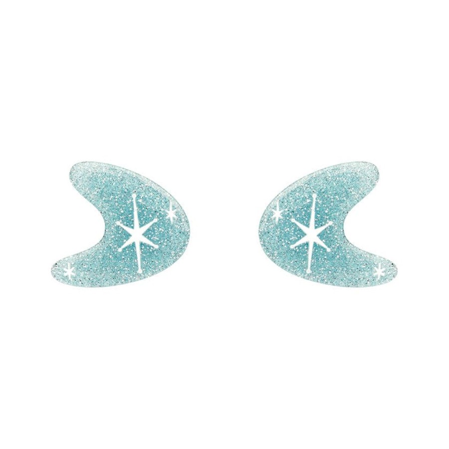 Erstwilder Essential Earrings | Atomic Boomerang Glitter Stud Earrings - Blue