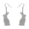 Erstwilder Essential Earrings | Bunny Glitter Resin Drop Earrings - Silver