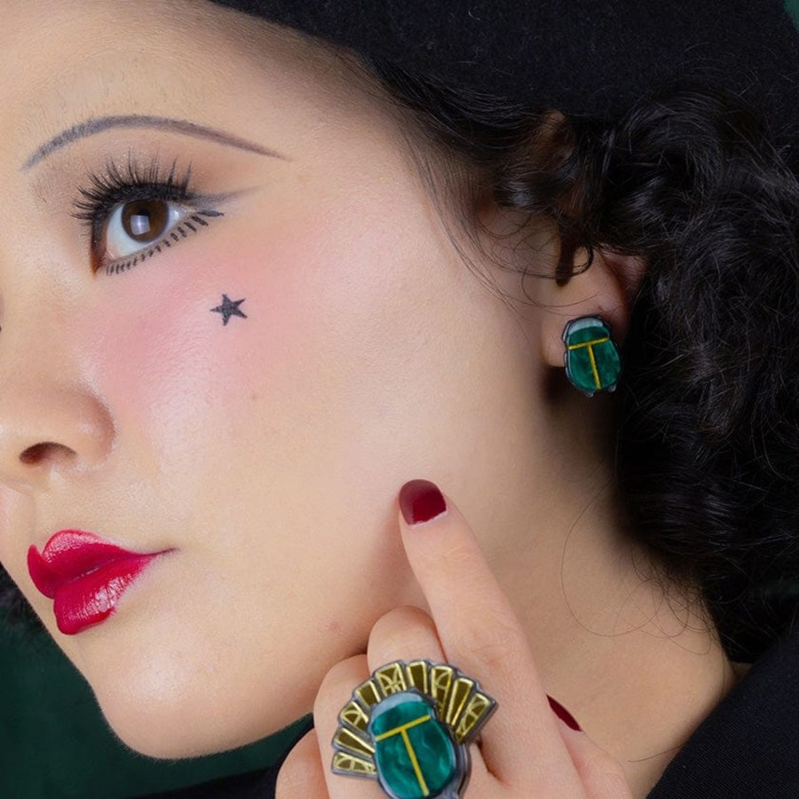 Erstwilder Earrings | The Heart Of Egypt Scarab Stud Earrings