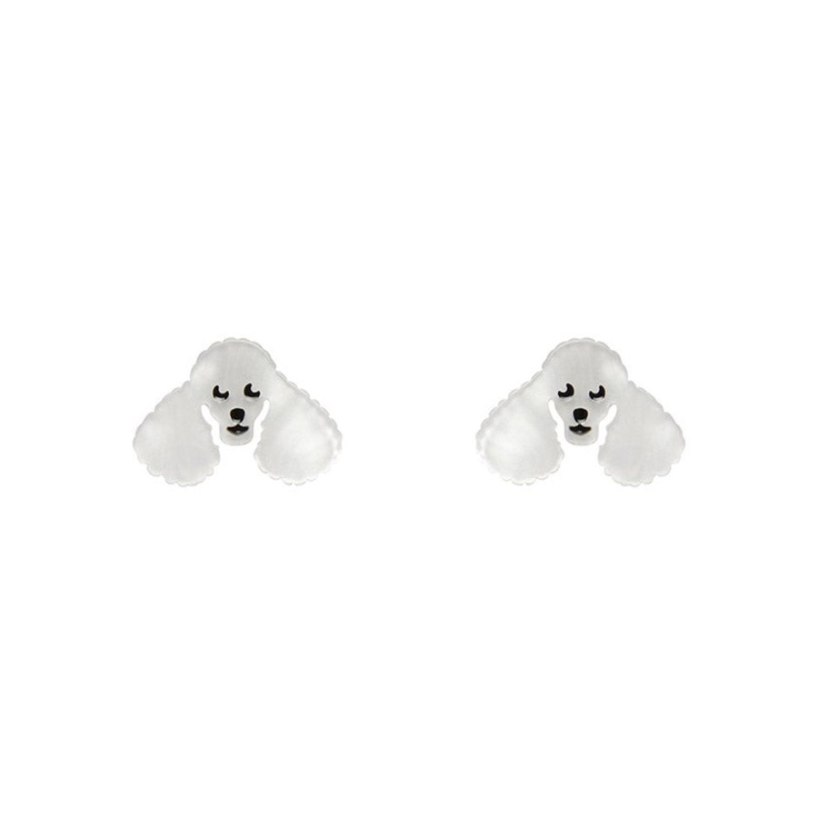 Erstwilder Essential Earrings | Poodle Ripple Stud Earrings - White