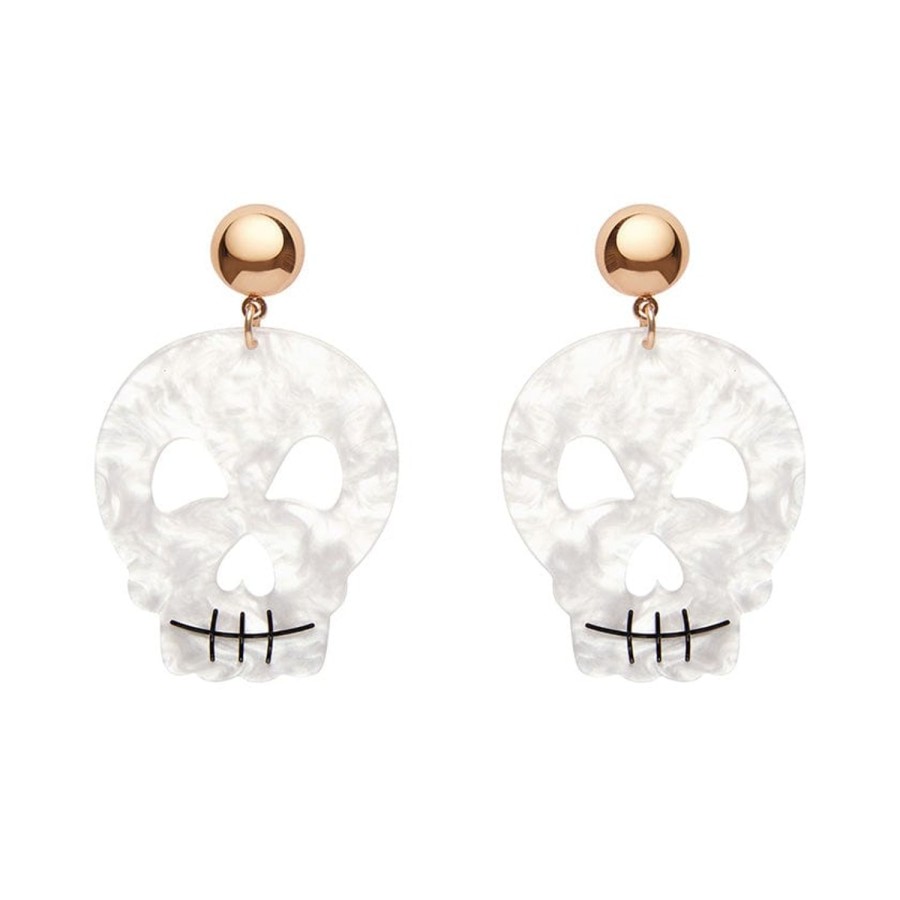 Erstwilder Essential Earrings | Skull Ripple Statement Earrings - White