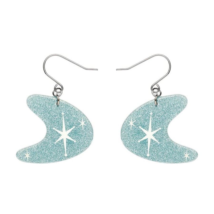 Erstwilder Essential Earrings | Atomic Boomerang Glitter Drop Earrings - Blue