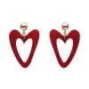 Erstwilder Essential Earrings | Statement Glitter Ripple Resin Heart Drop Earrings - Red