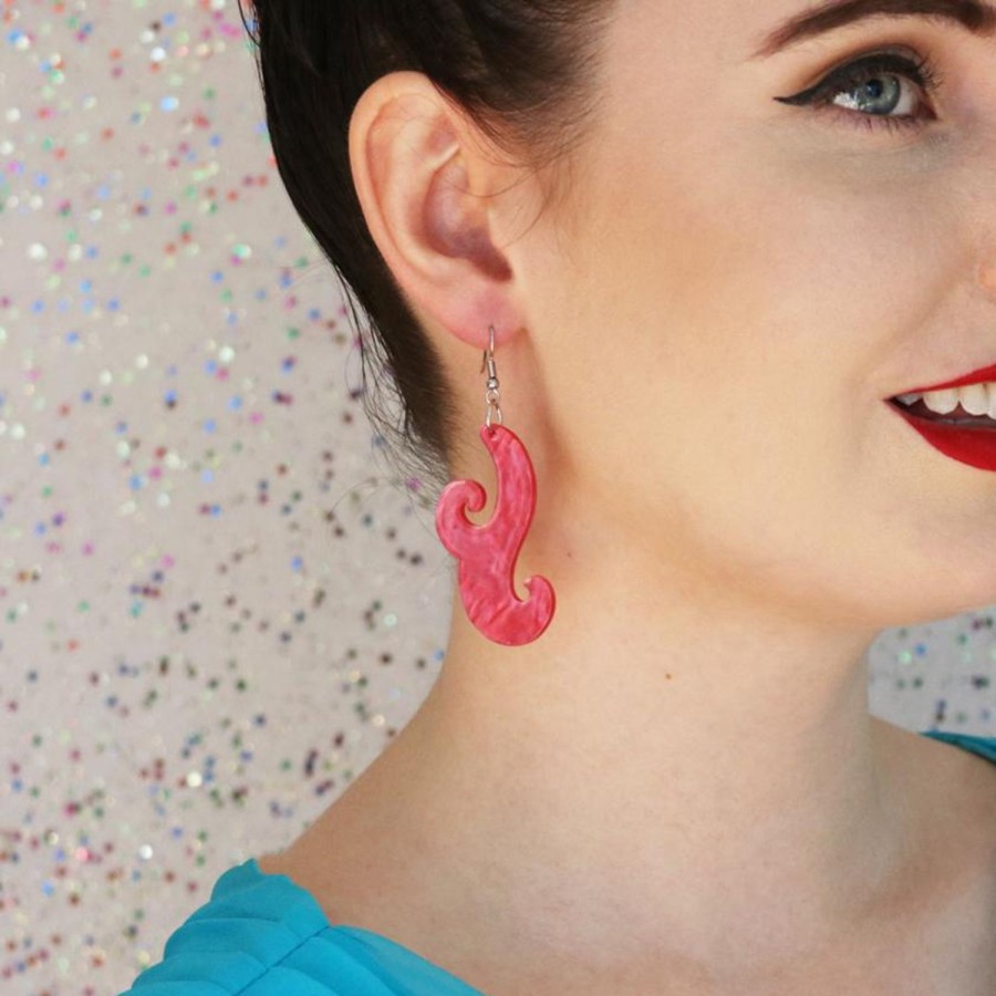 Erstwilder Essential Earrings | Nouveau Ripple Resin Drop Earrings - Pink