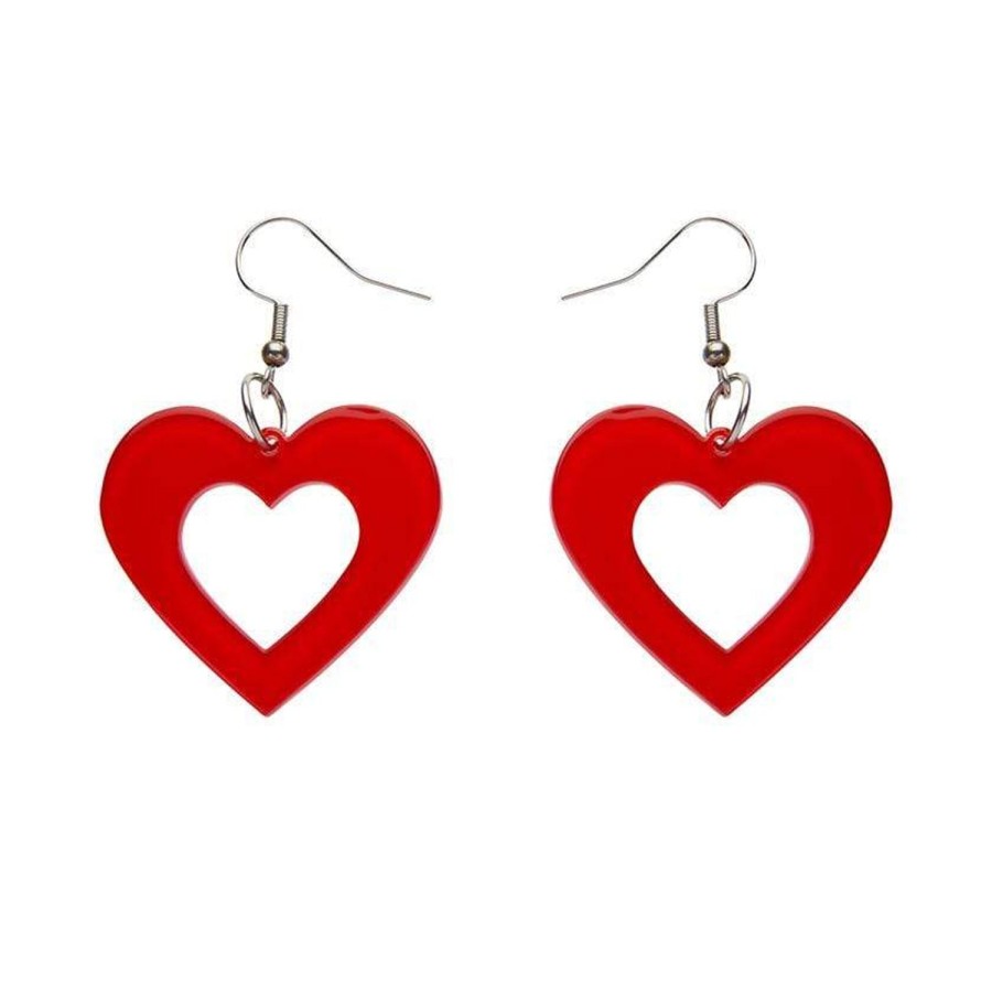 Erstwilder Essential Earrings | Heart Bubble Resin Drop Earrings - Red