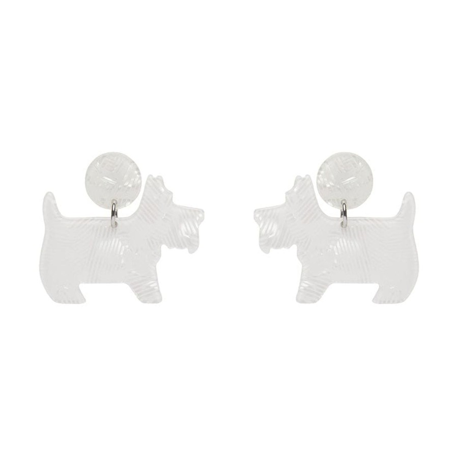 Erstwilder Essential Earrings | Terrier Textured Resin Drop Earrings - White