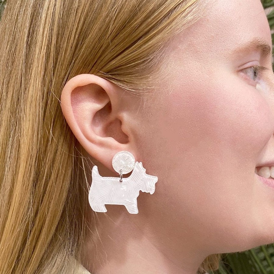 Erstwilder Essential Earrings | Terrier Textured Resin Drop Earrings - White