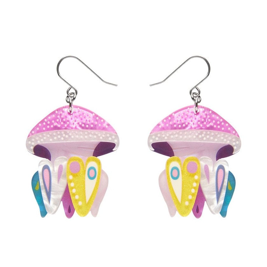 Erstwilder Earrings | The Whimsical White Spotted Jellyfish Drop Earrings