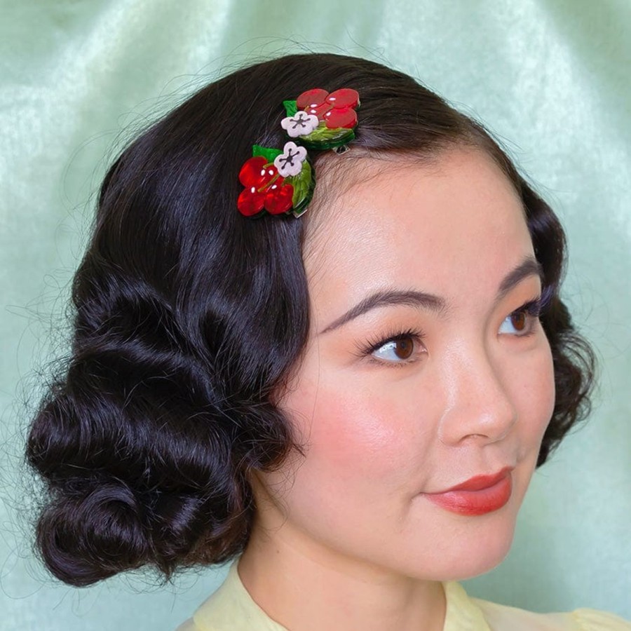 Erstwilder Hair Clips & Claws | Blossoming Cherries Hair Clips Set - 2 Piece