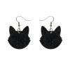 Erstwilder Essential Earrings | Solid Cat Head Ripple Resin Drop Earrings - Black