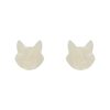 Erstwilder Essential Earrings | Cat Head Ripple Resin Stud Earrings - White