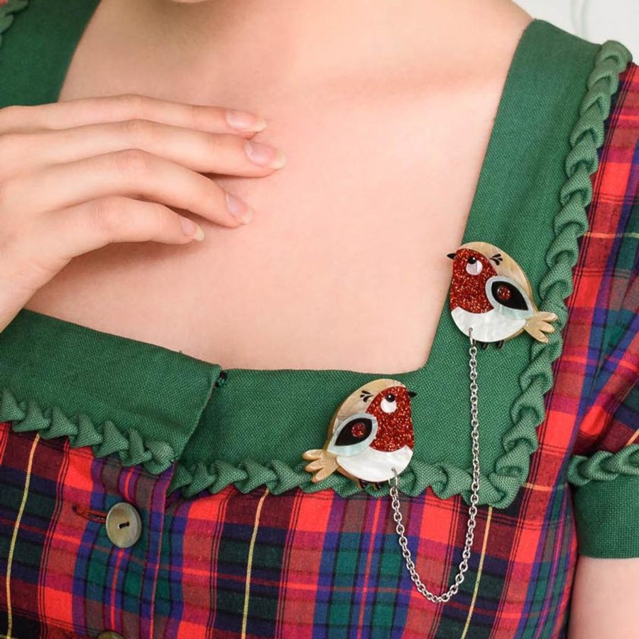 Erstwilder Brooches | Red Robbin Cardigan Clips