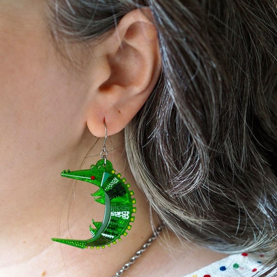 Erstwilder Earrings | A Crocodile Named Growl Drop Earrings