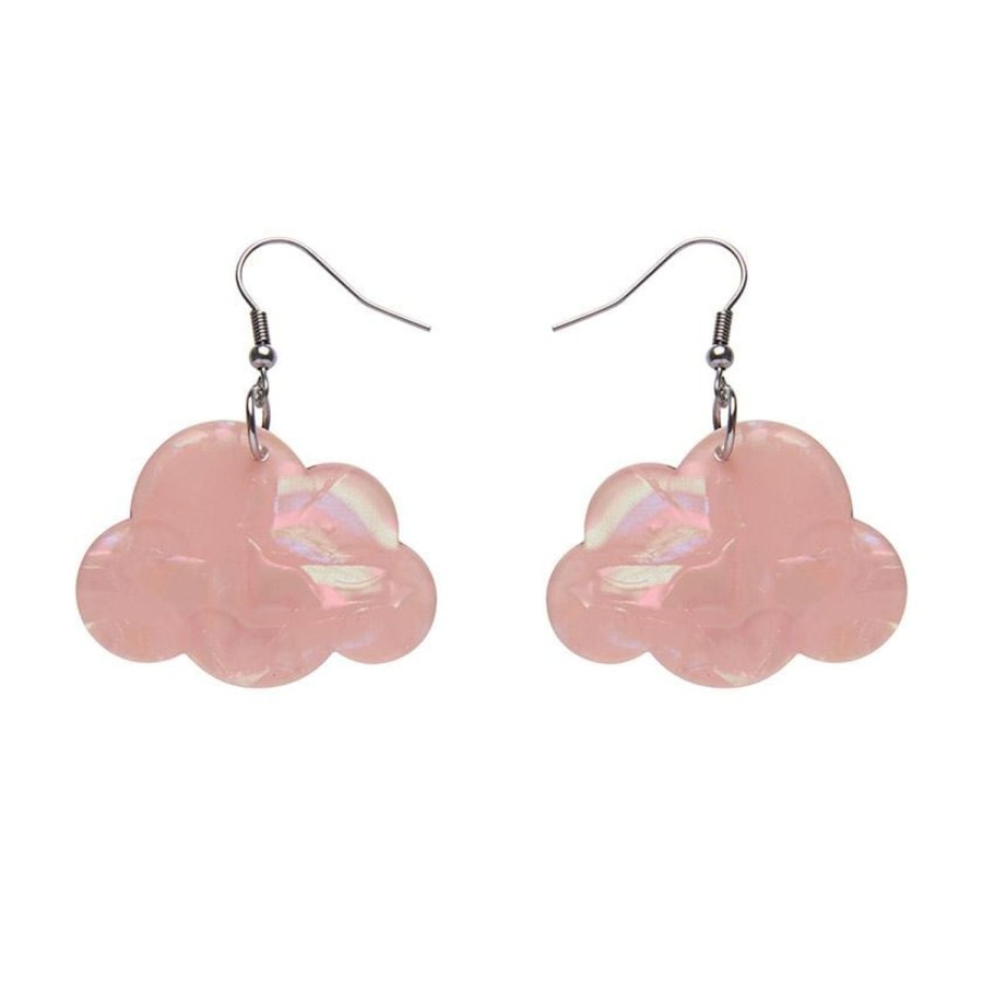 Erstwilder Essential Earrings | Solid Cloud Solid Glitter Resin Drop Earrings - Pink