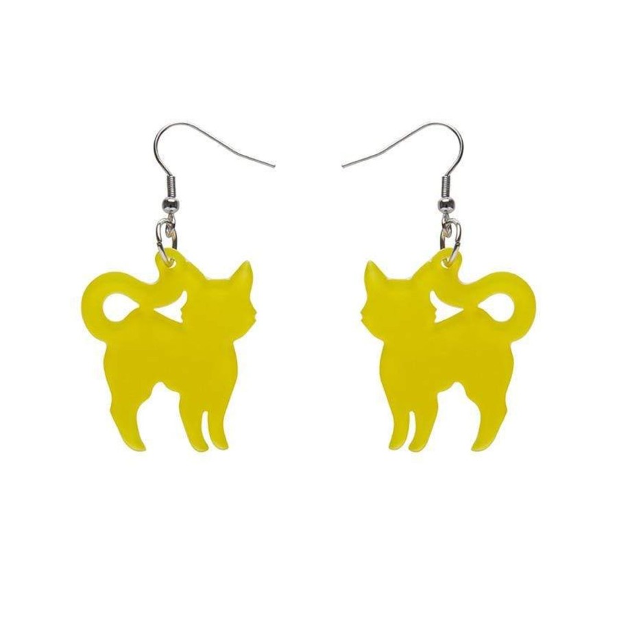 Erstwilder Essential Earrings | Pussy Cat Bubble Resin Drop Earrings - Yellow