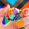 Erstwilder Enamel Pins | Rainbow Heartfelt Hydrangea Enamel Pin