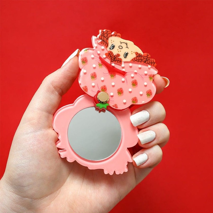 Erstwilder Mirror Compacts | Big Adorable Strawberry Smile Mirror Compact