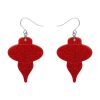 Erstwilder Essential Earrings | Baubles Glitter Drop Earrings - Red