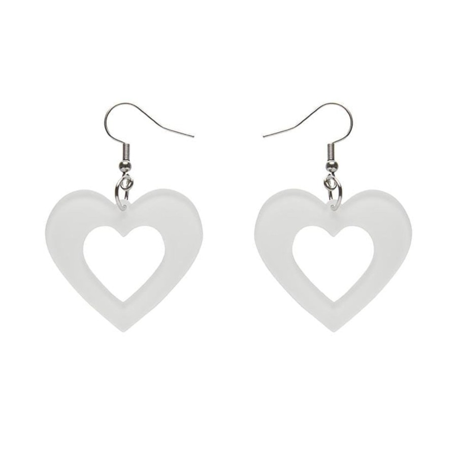 Erstwilder Essential Earrings | Heart Bubble Resin Drop Earrings - White