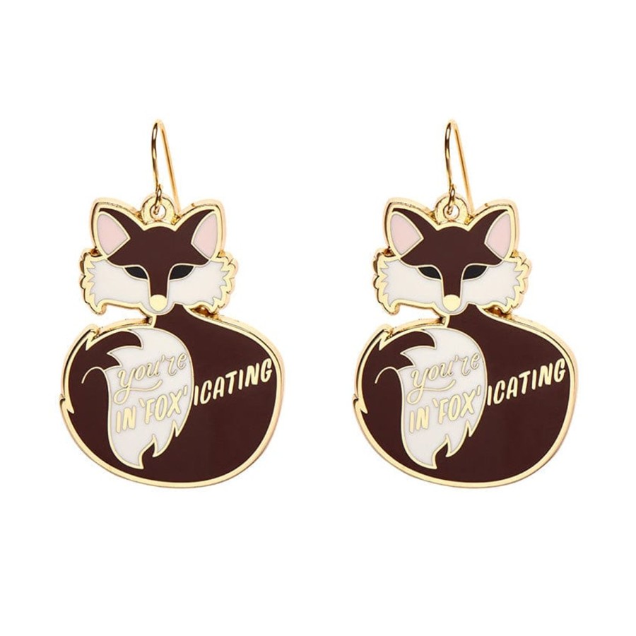 Erstwilder Enamel Earrings | You'Re In"Fox"Icating Enamel Drop Earrings