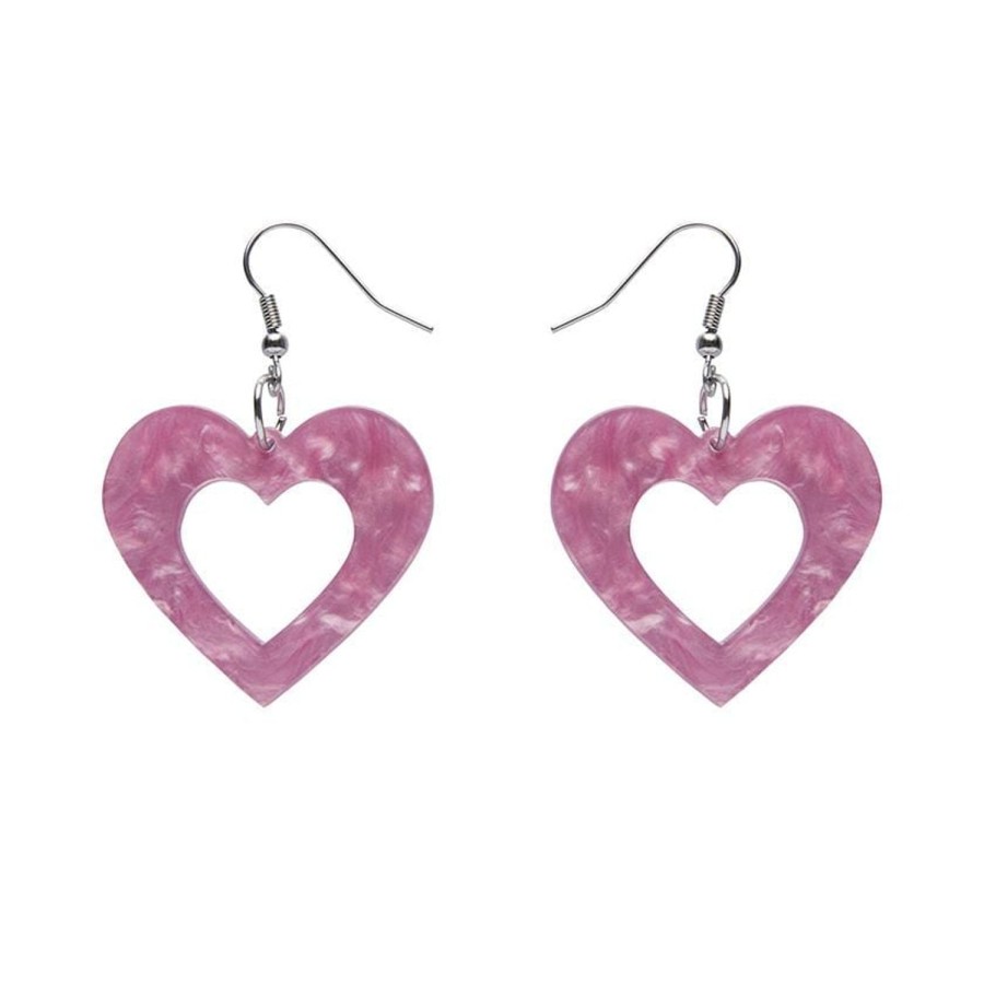 Erstwilder Essential Earrings | Heart Ripple Resin Drop Earrings - Mauve