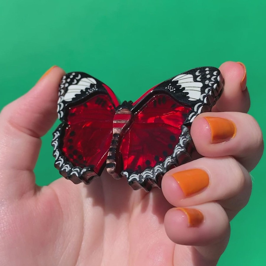 Erstwilder Brooches | Wings Laced In Red Brooch