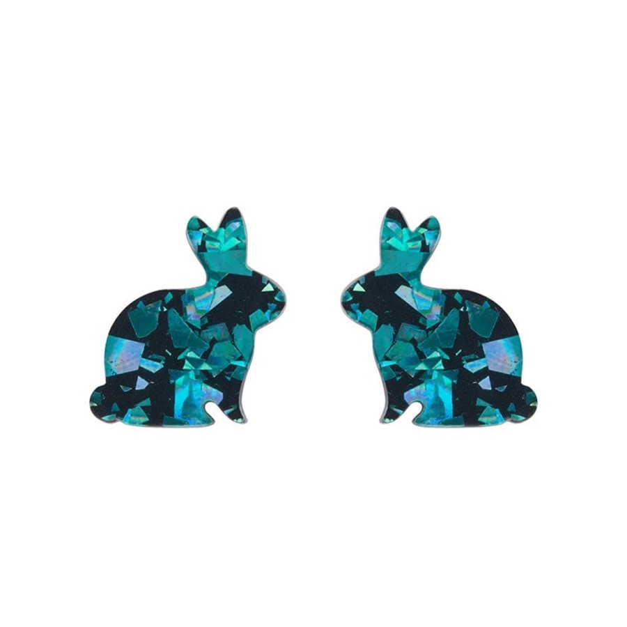 Erstwilder Essential Earrings | Bunny Chunky Glitter Resin Stud Earrings - Green