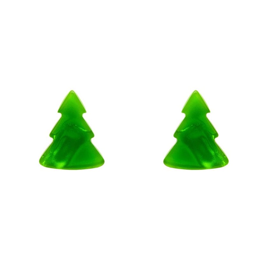 Erstwilder Essential Earrings | Tree Ripple Stud Earrings - Green