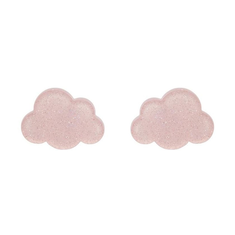 Erstwilder Essential Earrings | Cloud Glitter Resin Stud Earrings - Pink