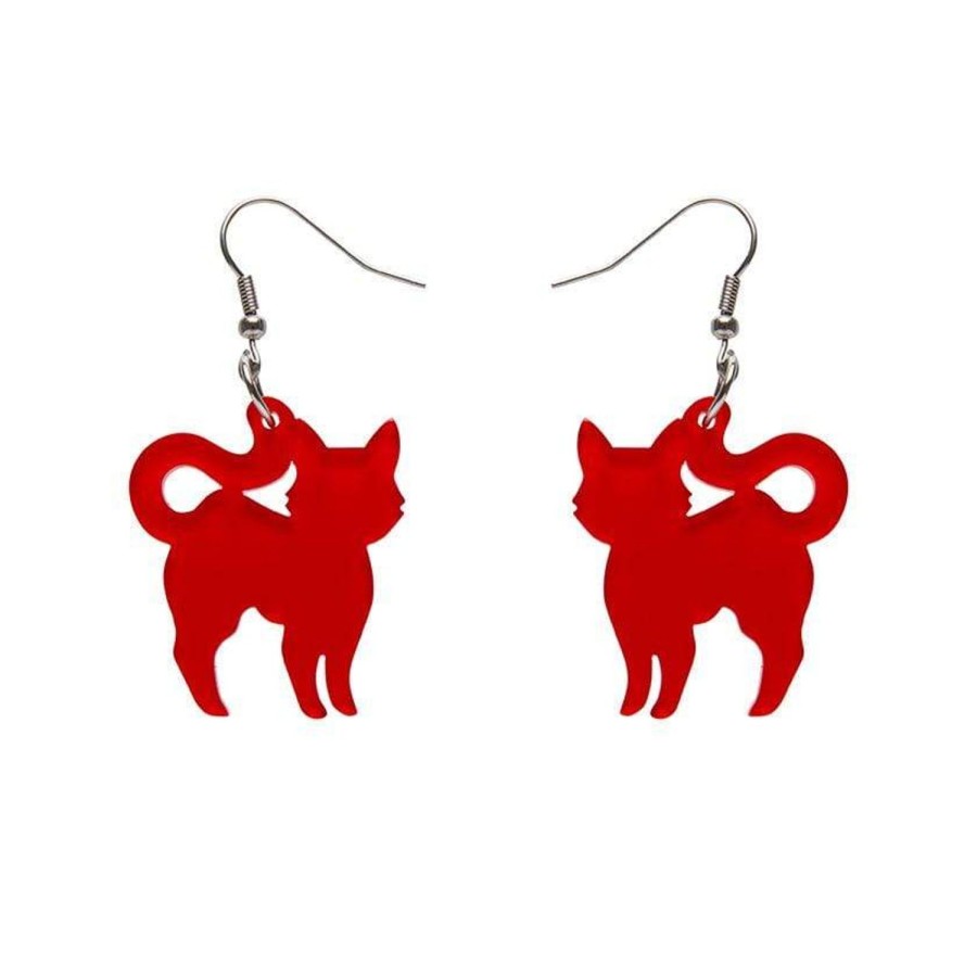 Erstwilder Essential Earrings | Pussy Cat Bubble Resin Drop Earrings - Red