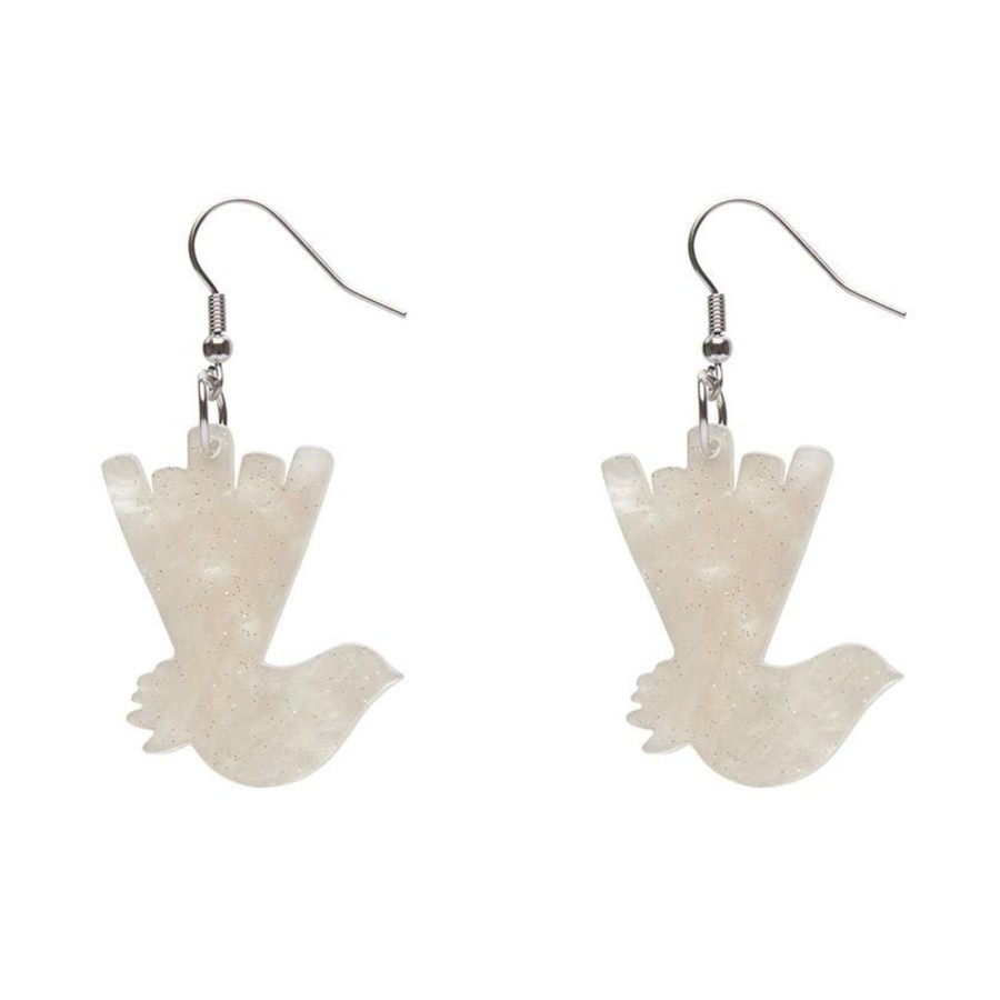 Erstwilder Essential Earrings | Wagtail Ripple Glitter Resin Drop Earrings - Cream