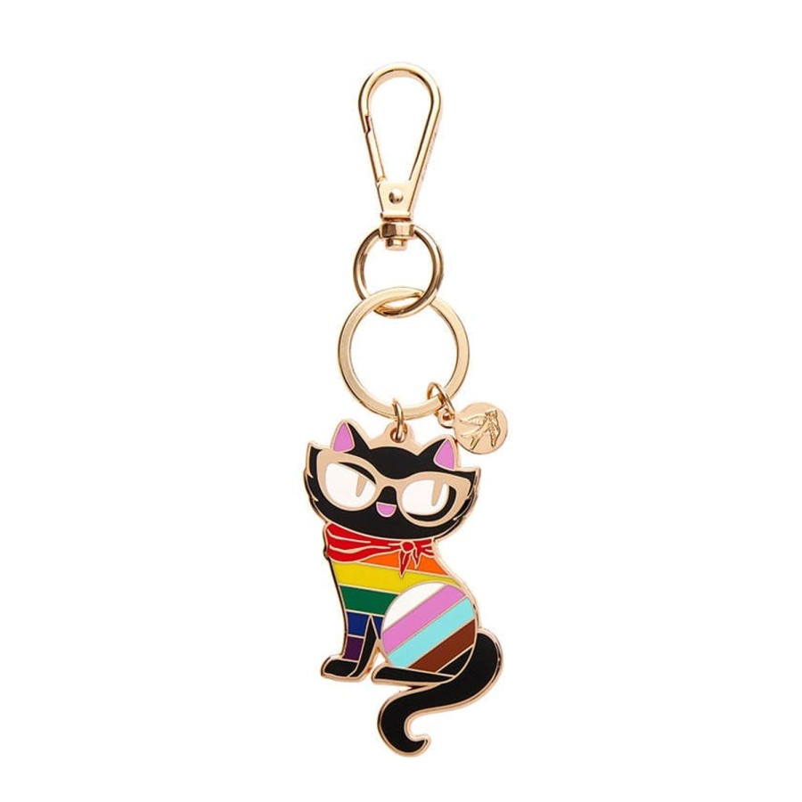 Erstwilder Enamel Key Rings | Elissa The Rainbow Cat Enamel Key Ring