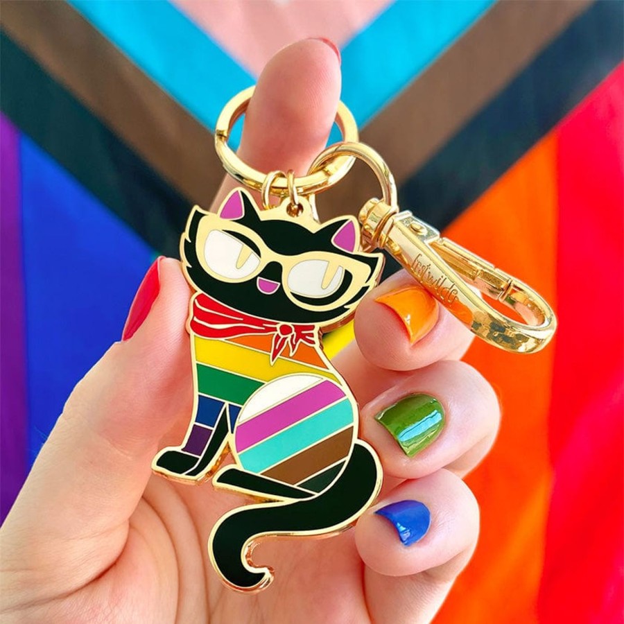 Erstwilder Enamel Key Rings | Elissa The Rainbow Cat Enamel Key Ring