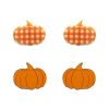 Erstwilder Essential Earrings | Pumpkin Patch Stud Earrings Set - Orange & Orange Gingham