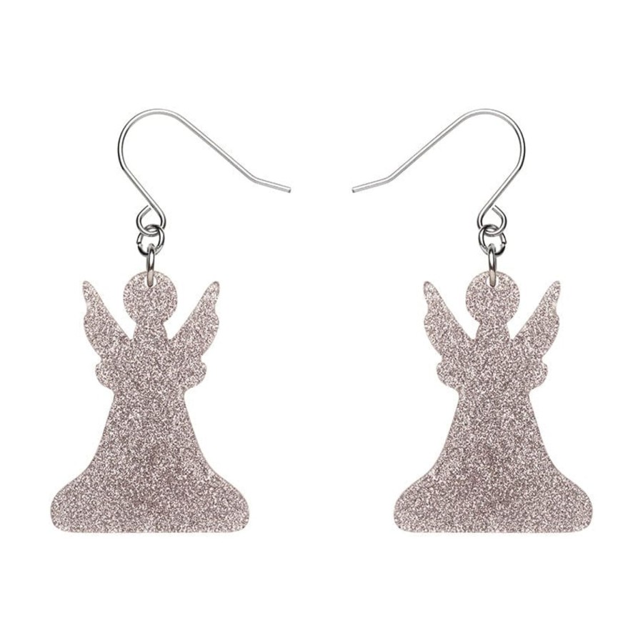 Erstwilder Essential Earrings | Angel Glitter Drop Earrings - Silver