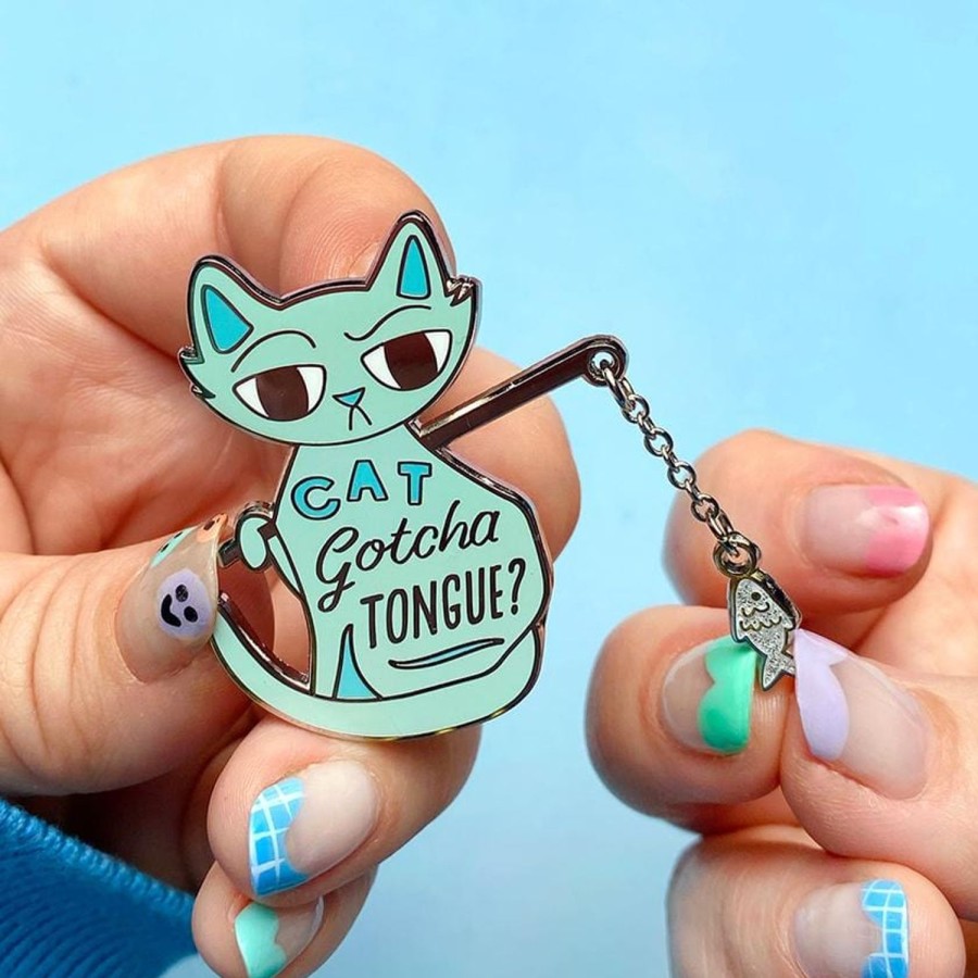 Erstwilder Enamel Pins | Cat Got Your Tongue Enamel Pin