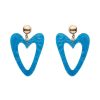 Erstwilder Essential Earrings | Statement Glitter Ripple Heart Drop Earrings - Aqua