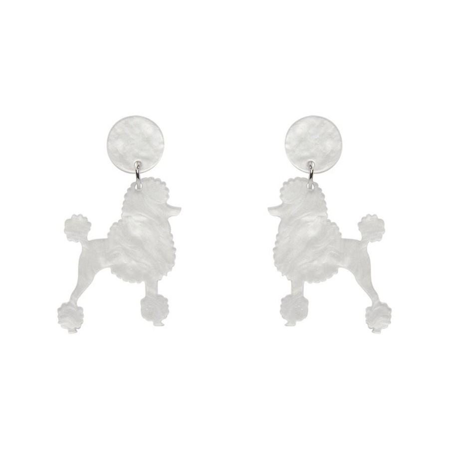 Erstwilder Essential Earrings | Poodle Ripple Post Drop Earrings - White