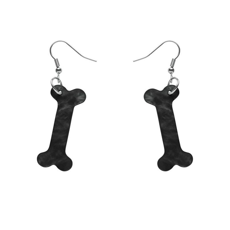 Erstwilder Essential Earrings | Bones Ripple Resin Drop Earrings - Black