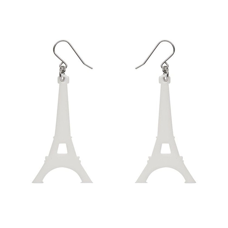 Erstwilder Essential Earrings | Eiffel Tower Solid Resin Drop Earrings - White