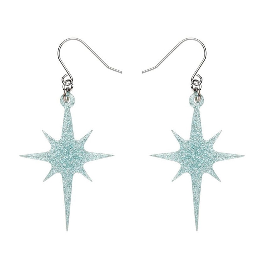 Erstwilder Essential Earrings | Atomic Star Glitter Drop Earring - Blue