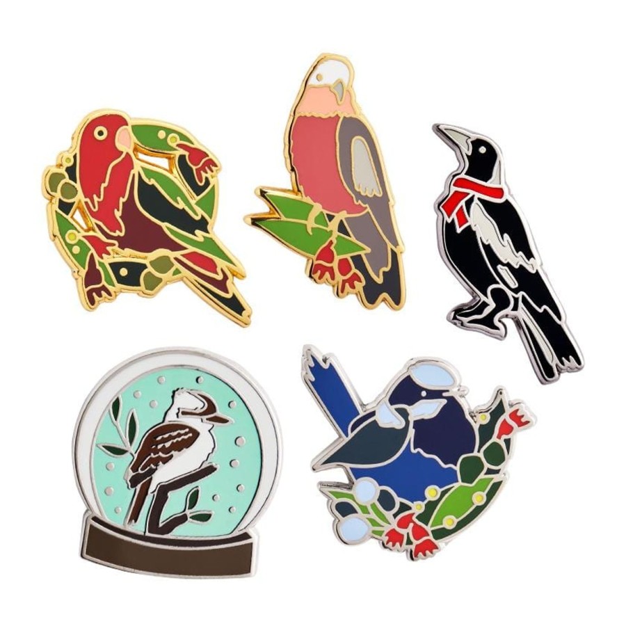 Erstwilder Enamel Pins | An Australian Christmas Bird Enamel Pin Pack - 5 Piece