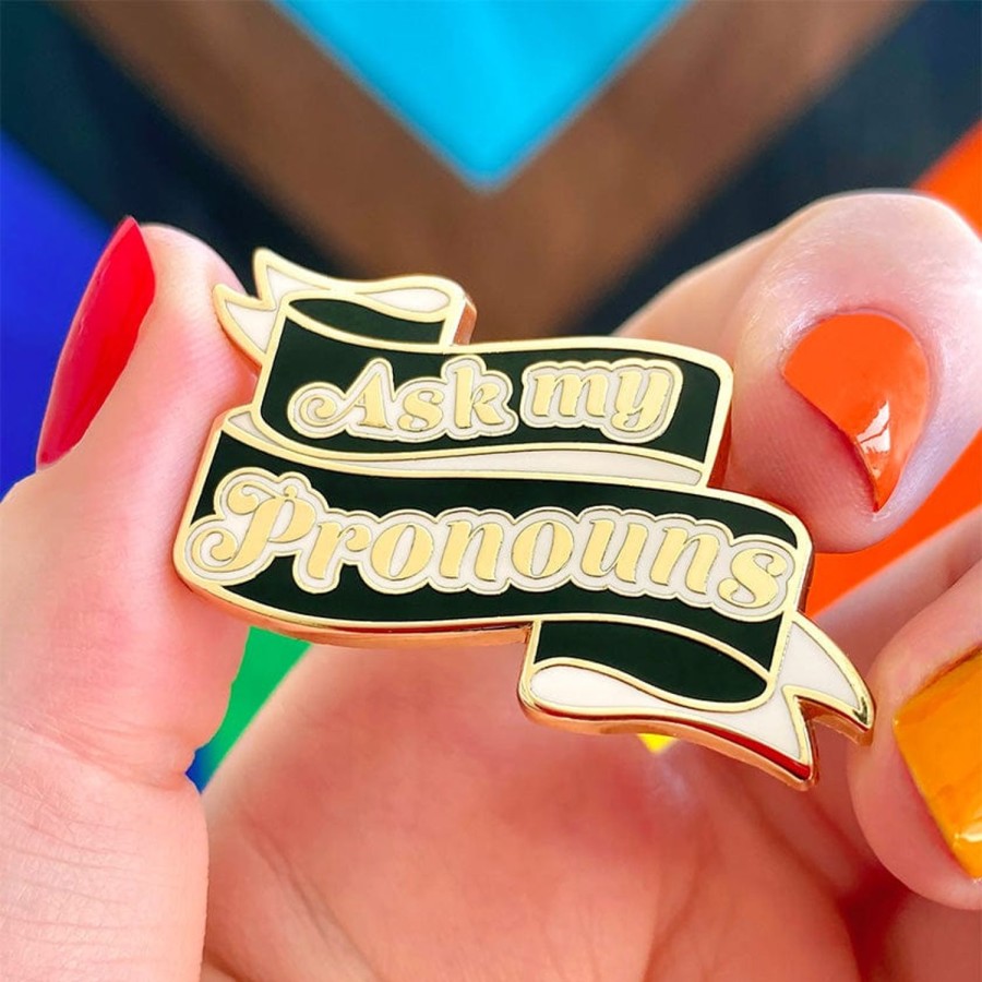 Erstwilder Enamel Pins | Ask My Pronouns Enamel Pin