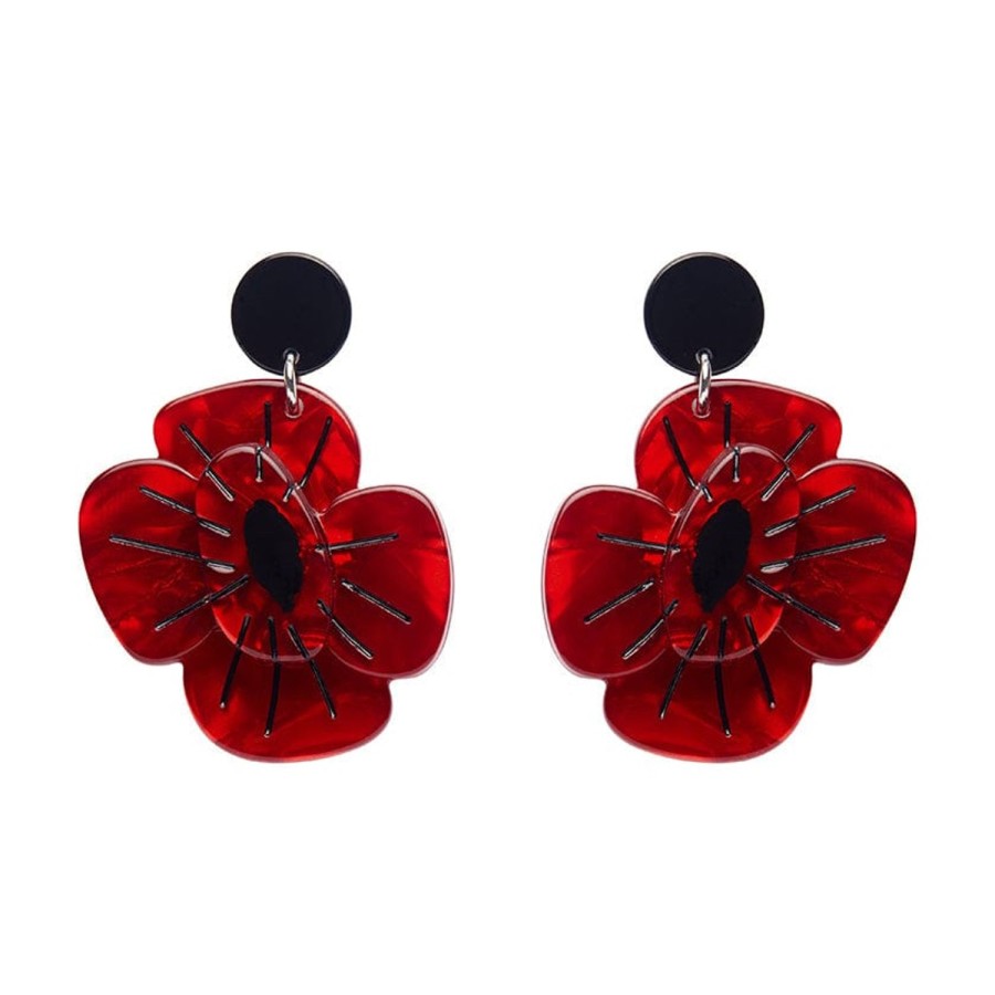 Erstwilder Earrings | Remembrance Poppy Drop Earrings