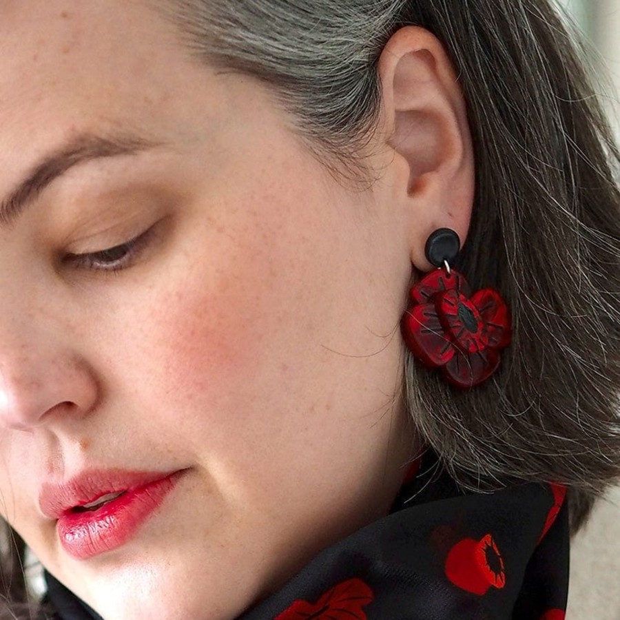 Erstwilder Earrings | Remembrance Poppy Drop Earrings