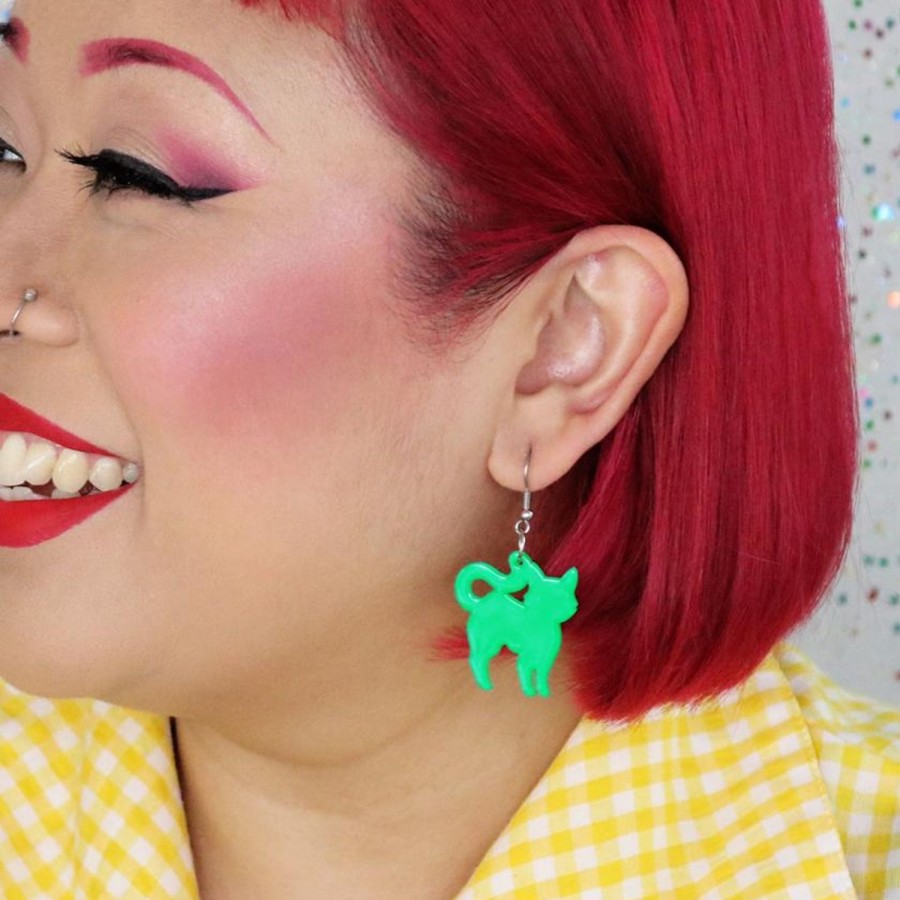 Erstwilder Essential Earrings | Pussy Cat Bubble Resin Drop Earrings - Green