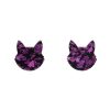 Erstwilder Essential Earrings | Cat Head Chunky Glitter Resin Stud Earrings - Purple