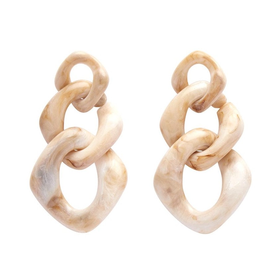 Erstwilder Essential Earrings | Statement Marble Chain Earrings - Cream